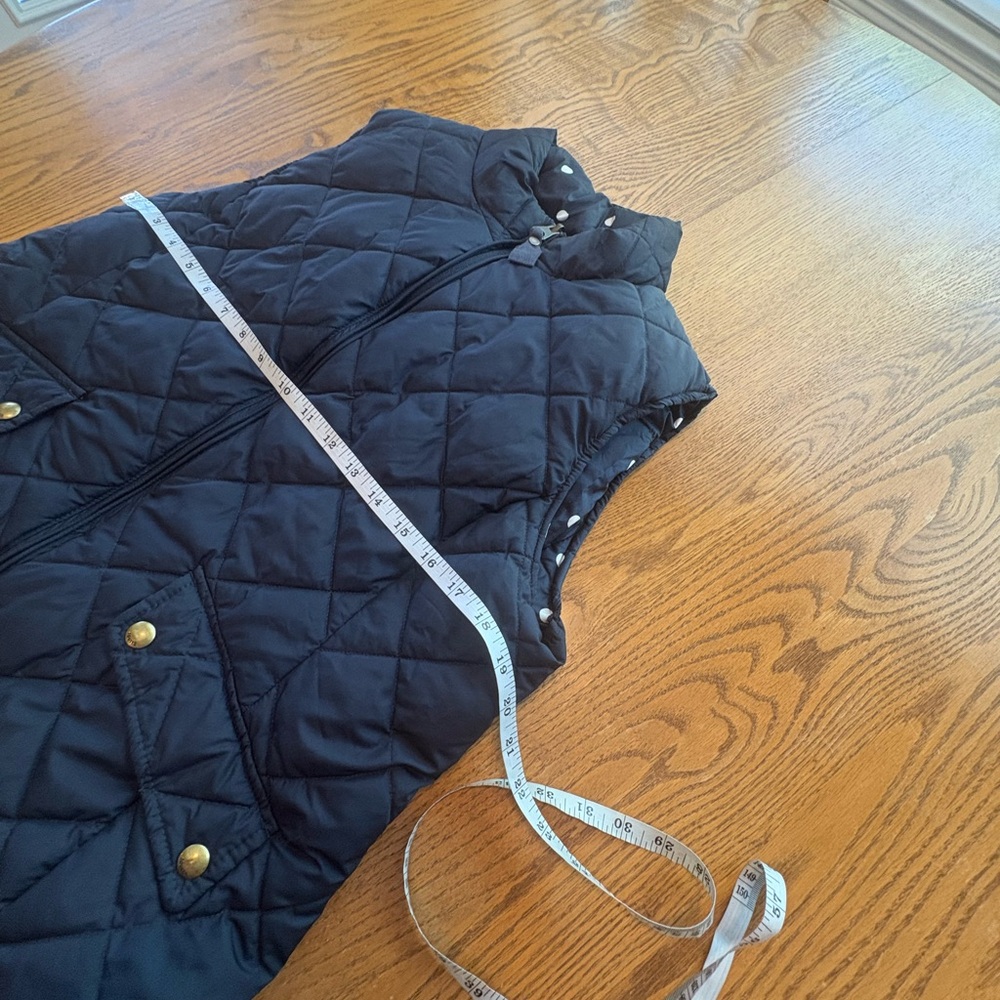 Joules Navy Blue Polka Dot Quilted Reversible Puffer Vest US 10 EUC - Picture 10 of 11